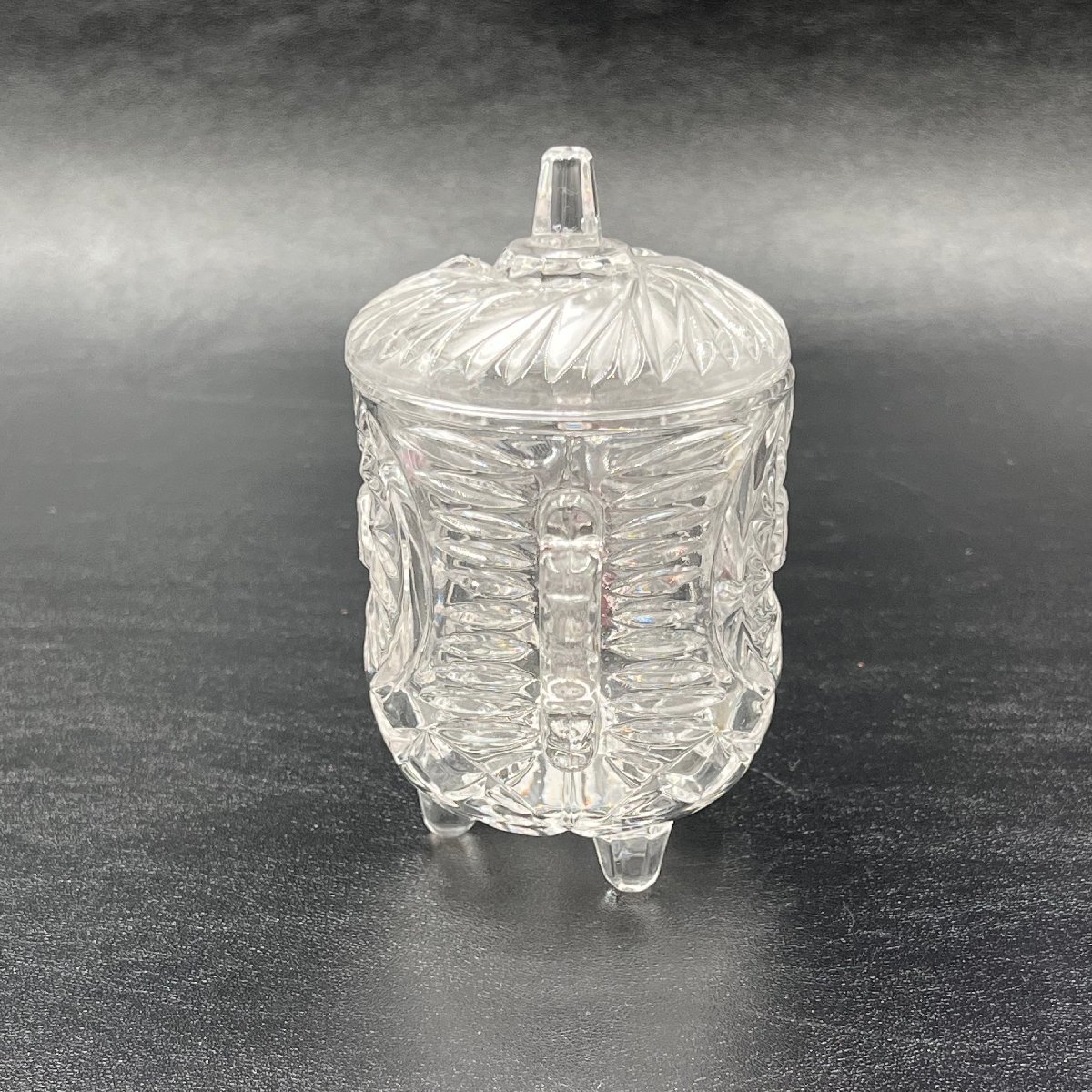 573-4 ガラス製シュガーポット 検 茶器洋食器ガラス工芸ボヘミアボヘミアン人気インテリア置物小物入れ美しい素敵_画像3