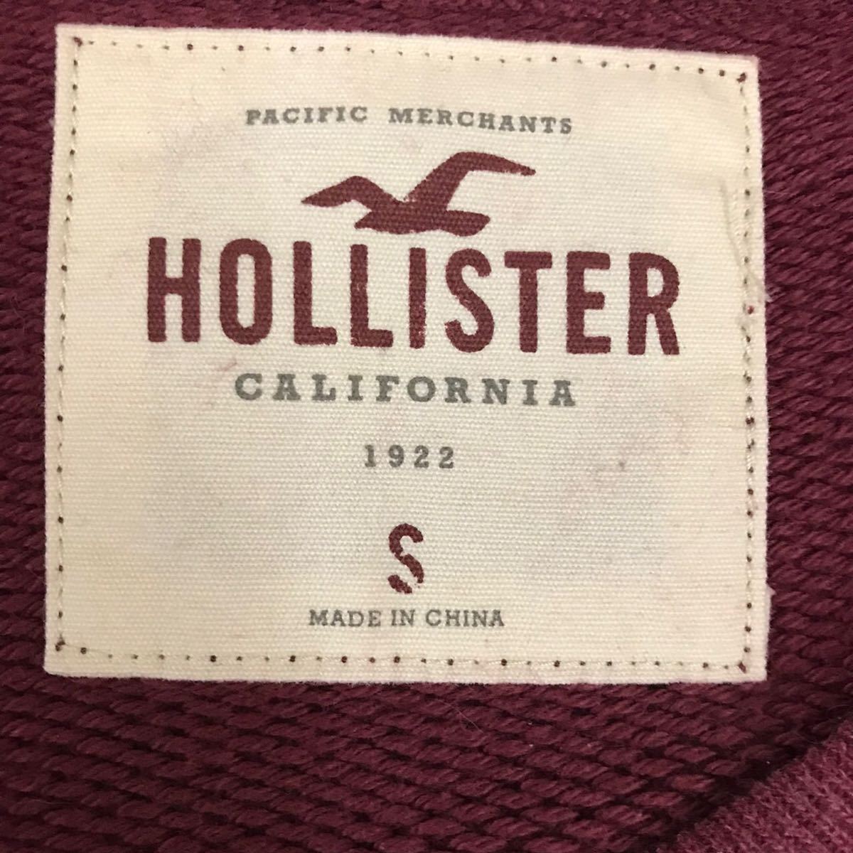 ホリスター HOLLISTER スウェット トップス トレーナー カモメロゴ 丸首 ボルドー メンズ Sサイズ £◆_画像4