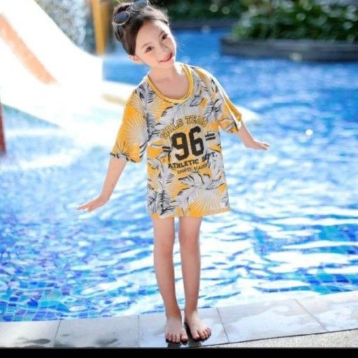 水着　110　女の子　子供　ラッシュガード　セパレート　韓国子供服　黄　ビキニ　 キッズ 子供 海水浴　海外旅行　プール　