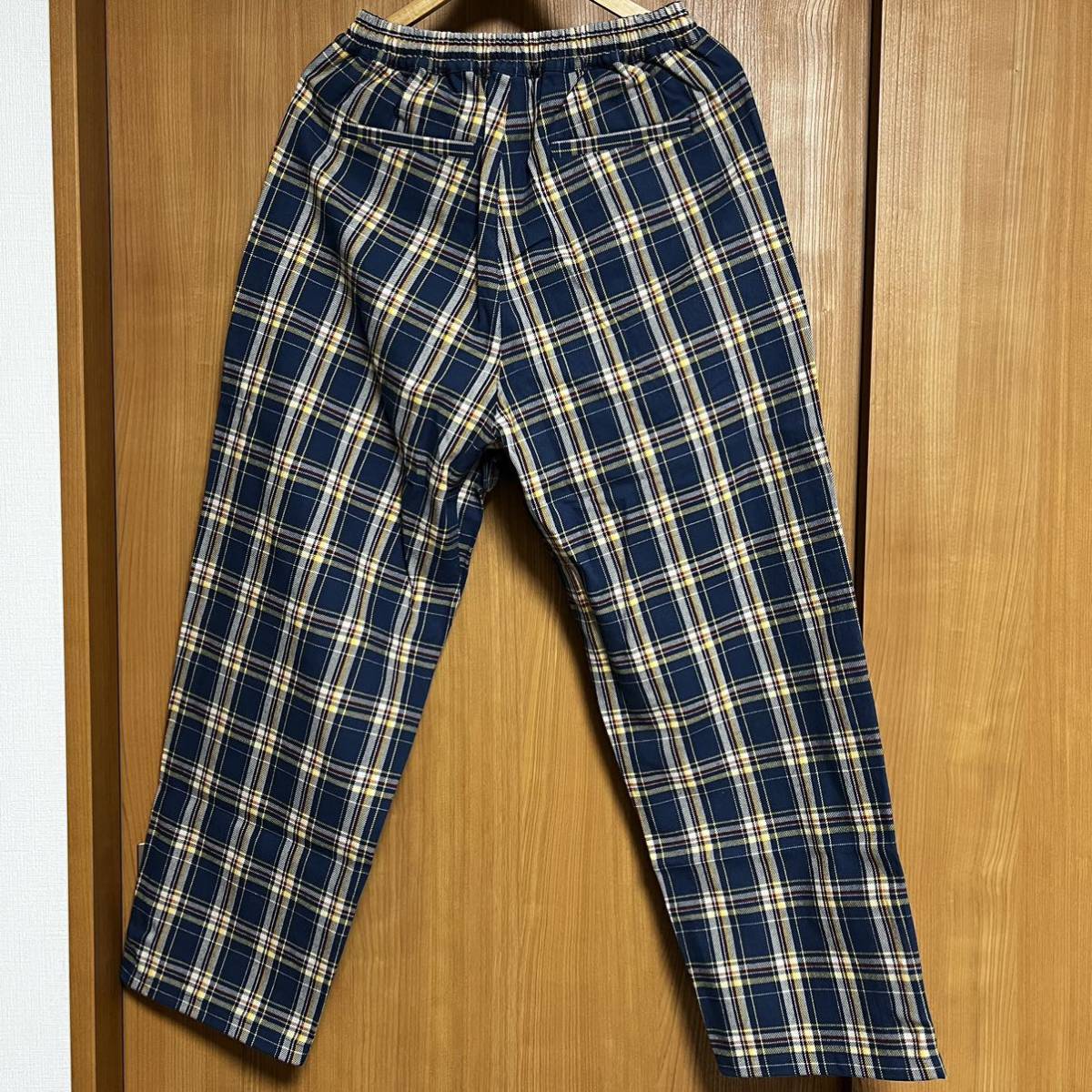 【新品】KEBOZ CHECK PANTS Lサイズ ネイビー ギンガムチェック 裾リブ_画像3