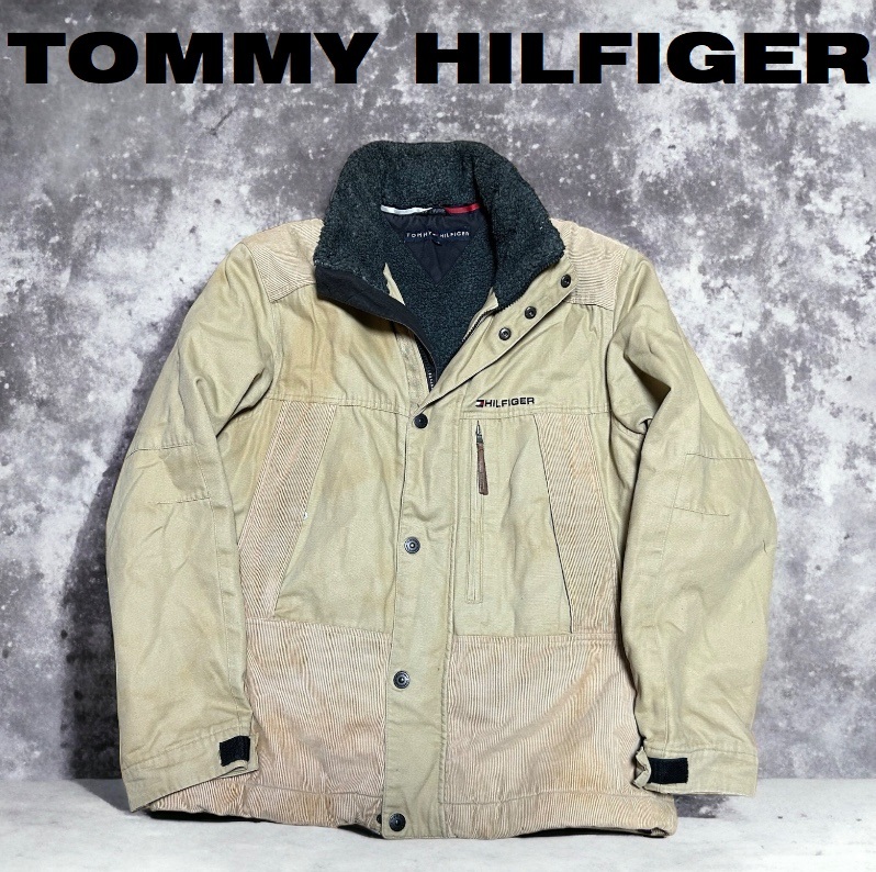 希少トミーヒルフィガーTommyHilfigerレトロフリース裏地キャンバス・アウトドアジャケット★キャメル★S_画像1