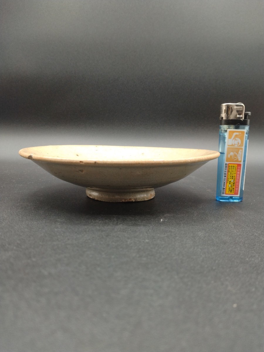 李朝 平茶碗 青磁 皿 15.3cm 朝鮮 古美術 骨董 【2-b】_画像2