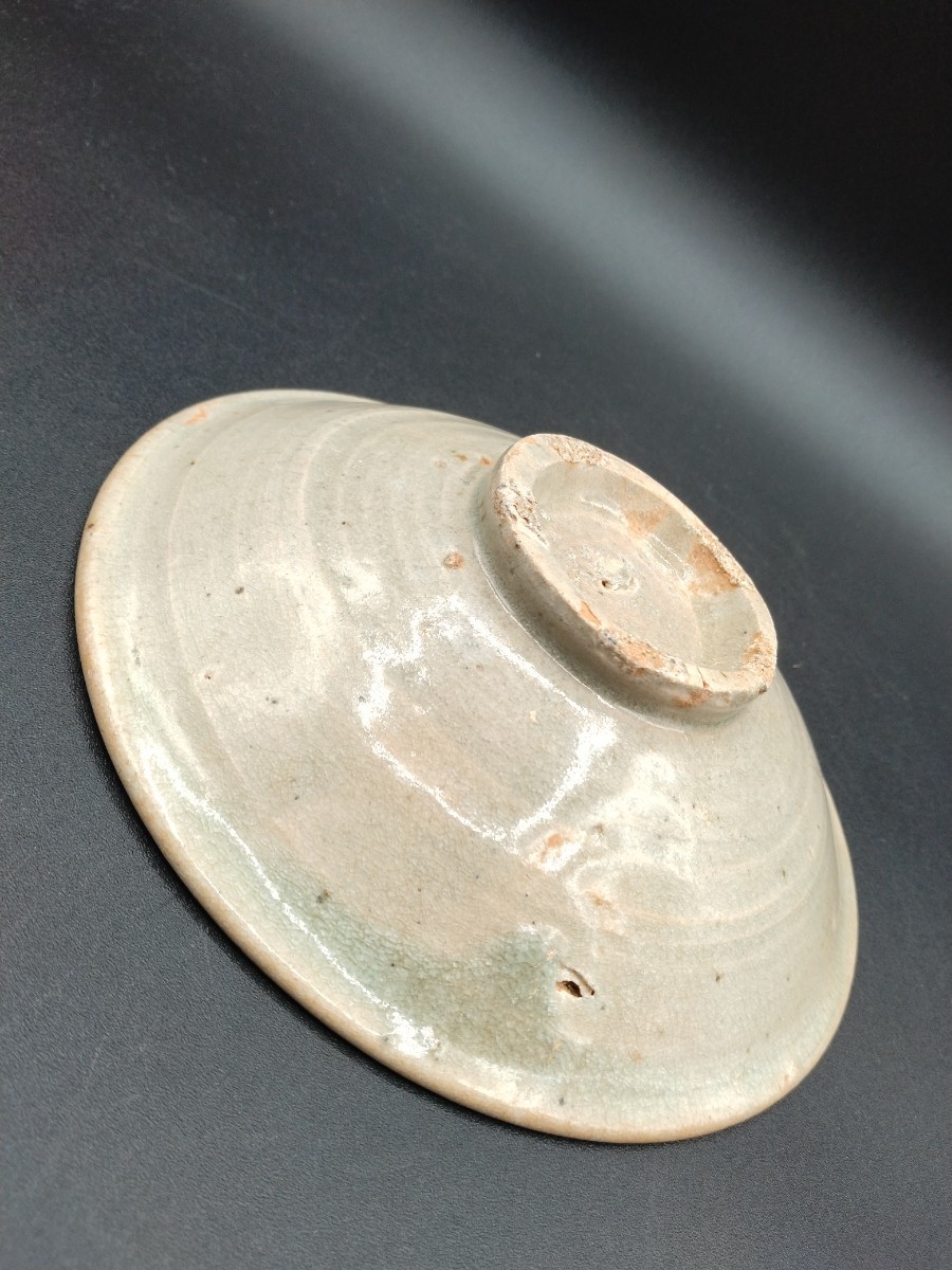 李朝 平茶碗 青磁 皿 15.3cm 朝鮮 古美術 骨董 【2-b】_画像5