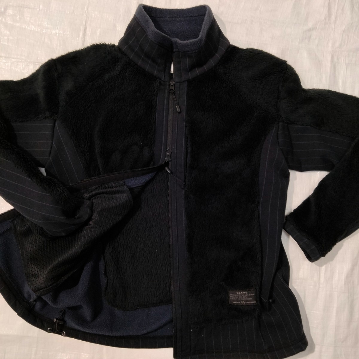 uniform experiment ユニフォーム　エクスペリメント　SOPH. ソフ　ブラック　黒　BLACK　フリース ジャケット　ポーラーテック　stripe _画像2