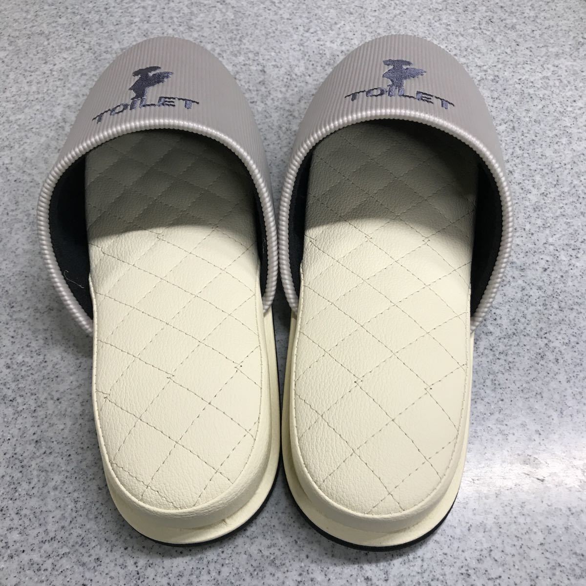  new goods toilet slippers imitation leather embroidery anti-bacterial deodorization 27.( gray ) made in Japan 