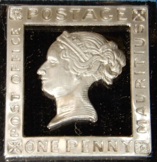 01 ビクトリア女王 1ペニー 切手 日本郵趣 協会 純銀製 英領 ブルー モーリシャス 希少な切手シリーズ 1847年 メダル コイン プレート