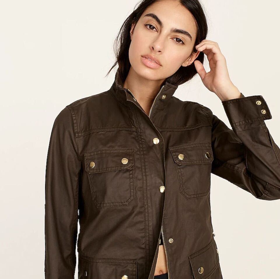 J.CREW Downtown Oiled Waxed Field JKT ジェイクルー オイルド ワックスド コーティング ミリタリーフィールドジャケットOLIVE サイズS_画像1