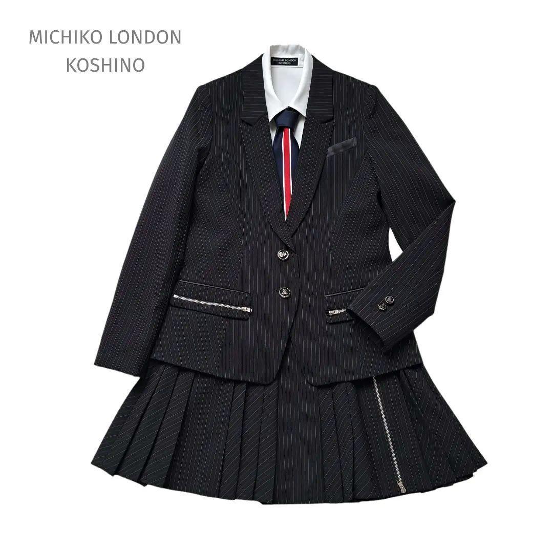 160 MICHIKO LONDON KOSHINO ミチコロンドンコシノ キッズフォーマル ユニオンジャック ネクタイ 卒服 卒業式 制服 女の子  黒 ブラック