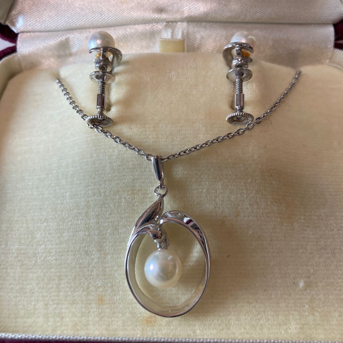 ※10292　MIKIMOTO ミキモト ネックレス イヤリング 2点セット パール シルバー M刻印 S刻印 アクセサリー_画像2