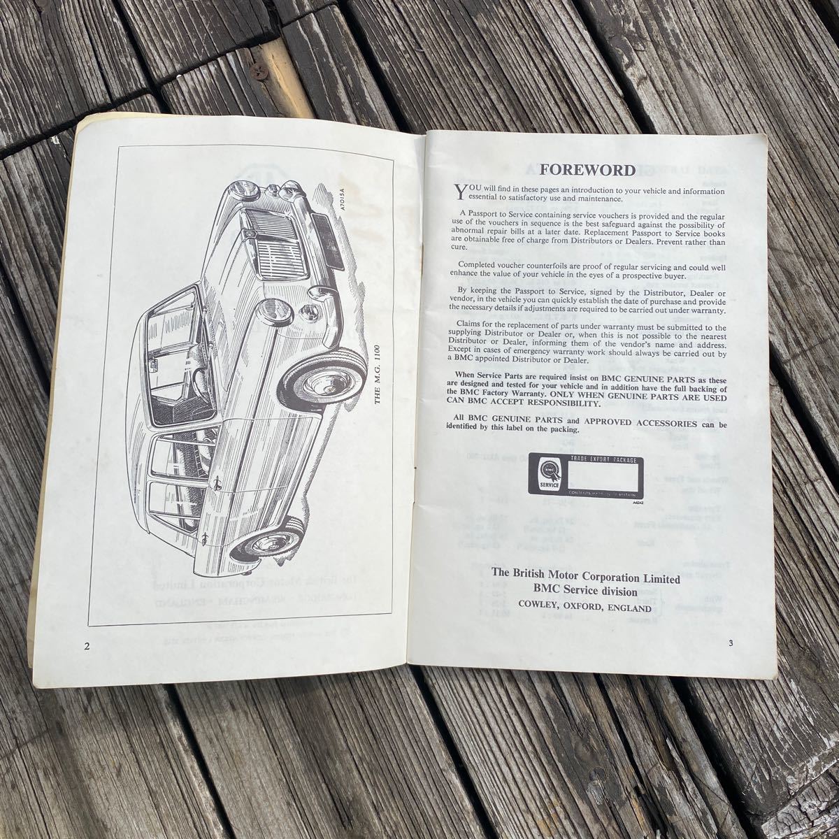 BMC MG1100 Drivrr’s Handbook◆MG1100ドライバーズ ハンドブック1968 純正部品 英国製/モーリス/モーリス/ADO16/バンプラ_The British Motor Ltg. 1968英国 オックス