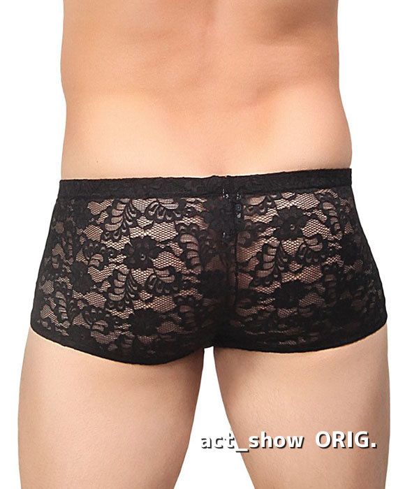 ＊新品未使用 MalePoweeメールパワー Stretch Lace ShortBoxer 145162 (ブラック/S) 正規品 メンズレース下着 透け透け おしゃれ エロ_画像3