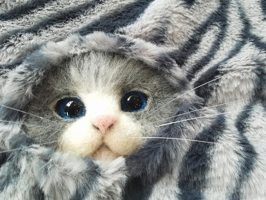 羊毛フェルト　猫　猫ちゃんエコファーバッグ_画像1