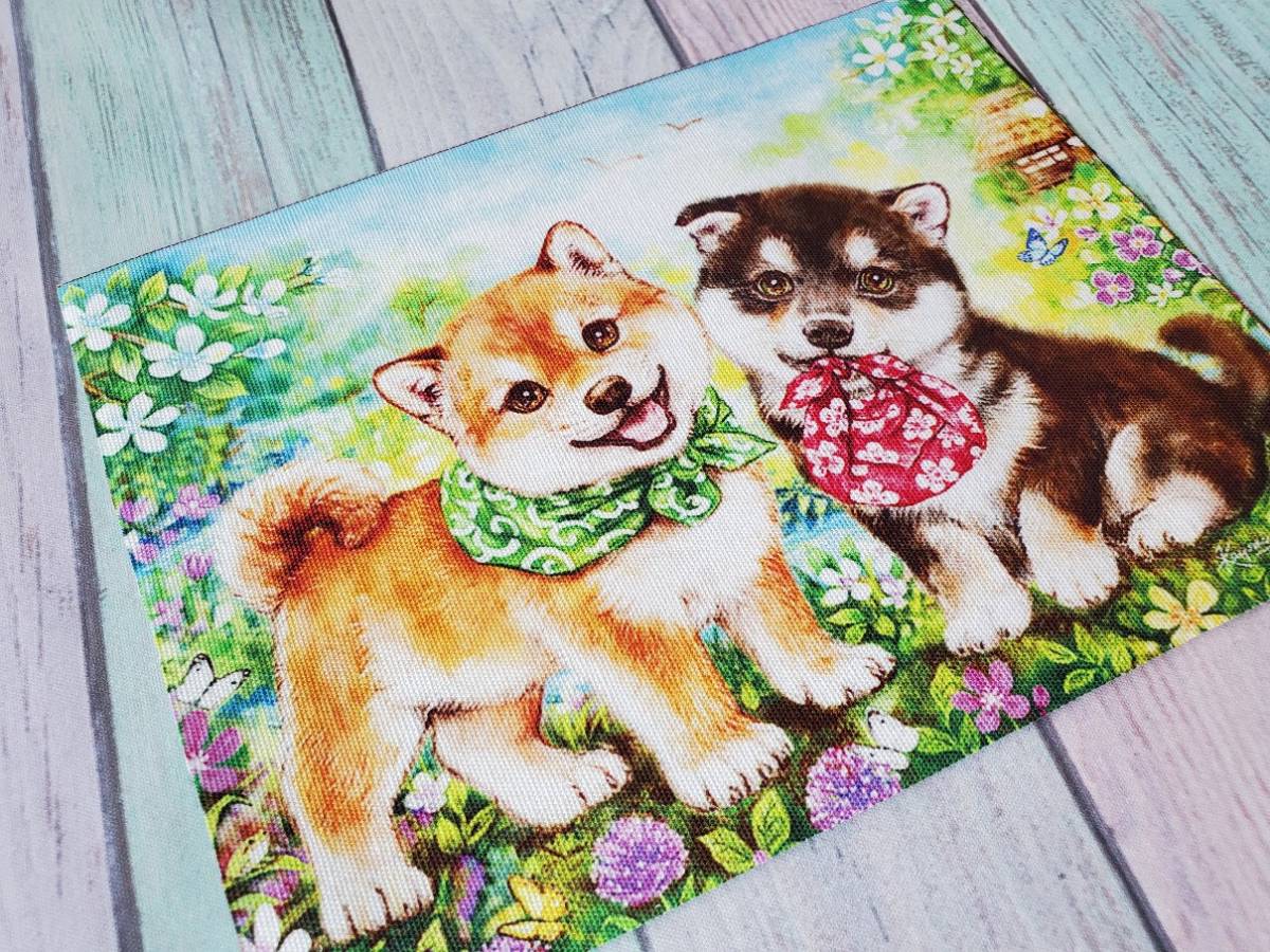 ＊パネル生地＊「かわいい柴犬イラスト」＊約19.5㎝×15㎝＊ハンドメイド＊キャンバス地＊犬柄　はぎれ 新品　Y-2_画像2