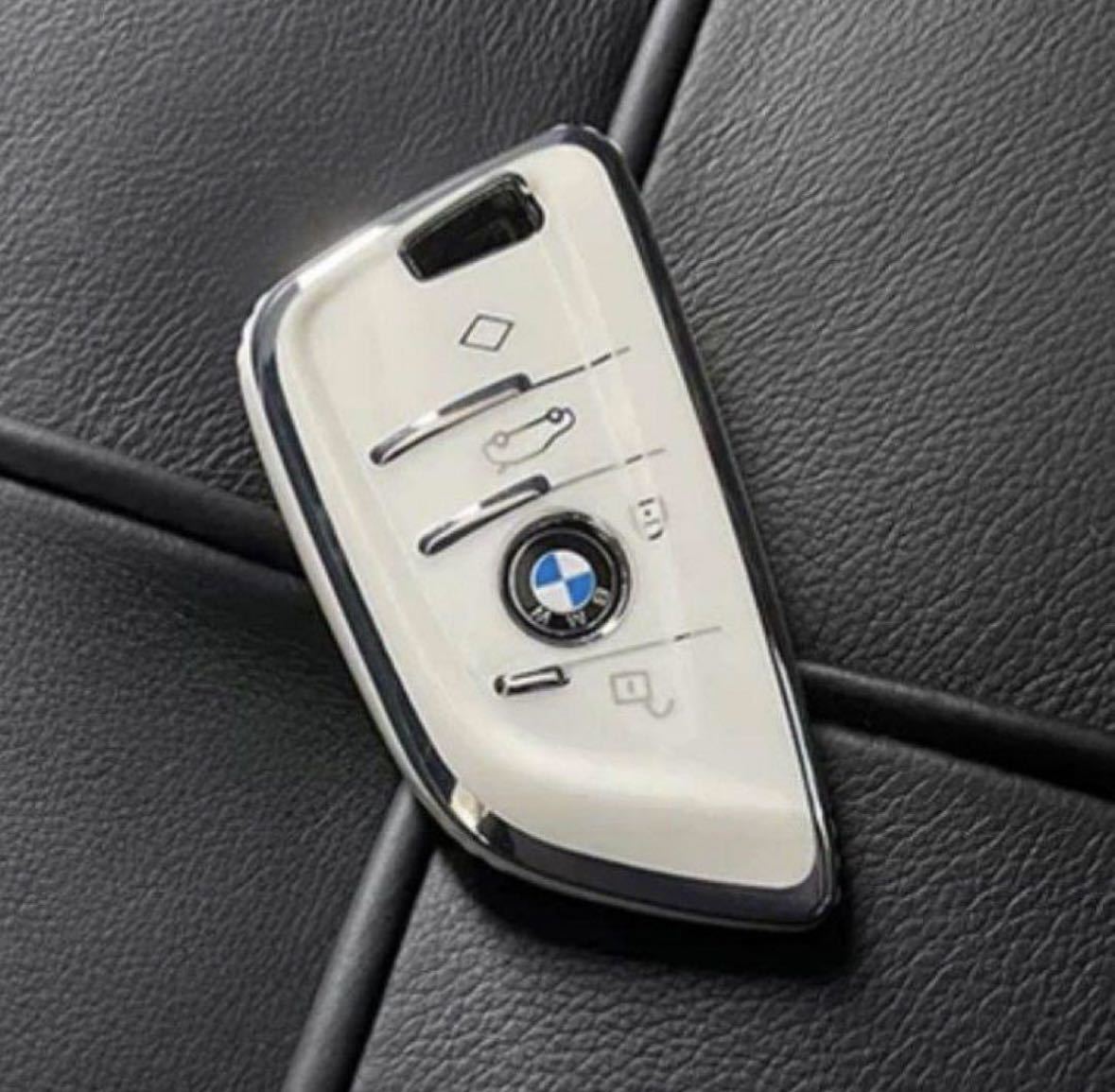 BMW キーケース キーカバー 保護 TPU 銀タイプ 刀型 ホワイトリング付き_画像2