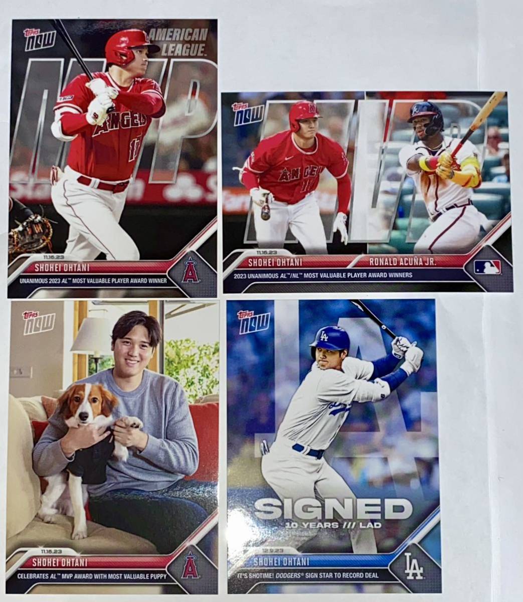 2023 topps now ◆ 大谷翔平 ◆ 愛犬デコピンMVP2ショットカード含むカード4種セット トップスナウ Ohtani Shohei with DOG ToppsNOW @_画像1