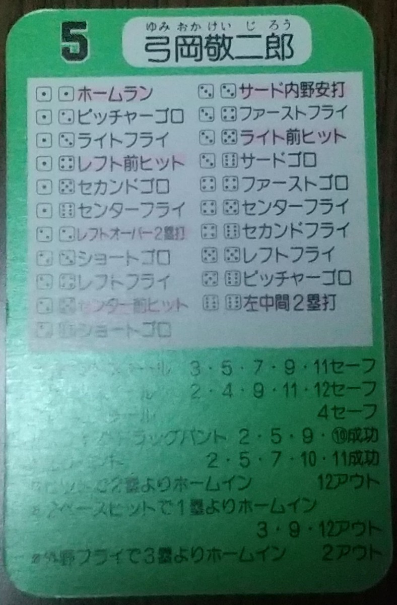 タカラプロ野球カードゲーム昭和６２年度阪急ブレーブス 弓岡敬二郎_画像4