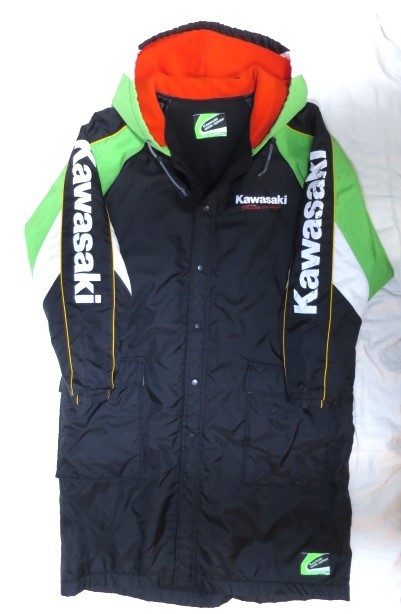 kawasaki Racing カワサキ レーシング ベンチコート M ~ L 裏 kawasaki Racing カワサキ レーシング ベンチコート M ~ L 裏