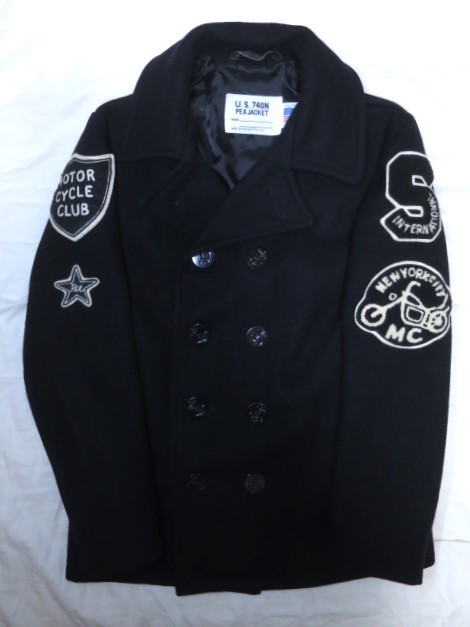 USA製 Schott MOTOR CYCLE ワッペン Pコート 38 M サイズ ダーク USA製 Schott MOTOR CYCLE ワッペン Pコート 38 M サイズ ダーク