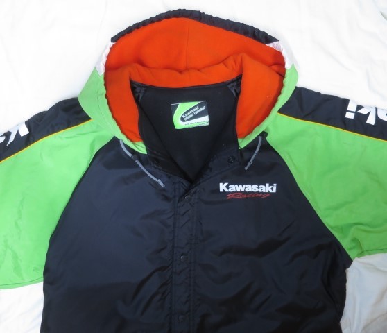 kawasaki Racing カワサキ レーシング ベンチコート M ~ L 裏 kawasaki Racing カワサキ レーシング ベンチコート M ~ L 裏