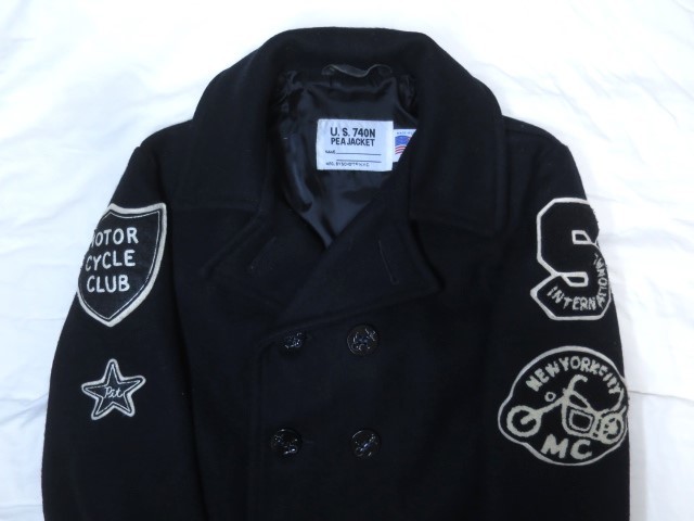 USA製 Schott MOTOR CYCLE ワッペン Pコート 38 M サイズ ダーク USA製 Schott MOTOR CYCLE ワッペン Pコート 38 M サイズ ダーク