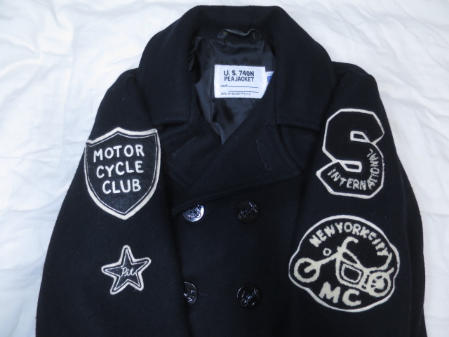USA製 Schott MOTOR CYCLE ワッペン Pコート 38 M サイズ ダーク USA製 Schott MOTOR CYCLE ワッペン Pコート 38 M サイズ ダーク