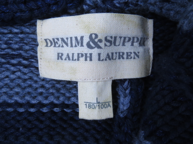 RALPH LAUREN インディゴ コットン ニット カーディガン L XL　180cm 星条旗 デニム&サプライ DENIM&SUPPLY ラルフローレン_画像3