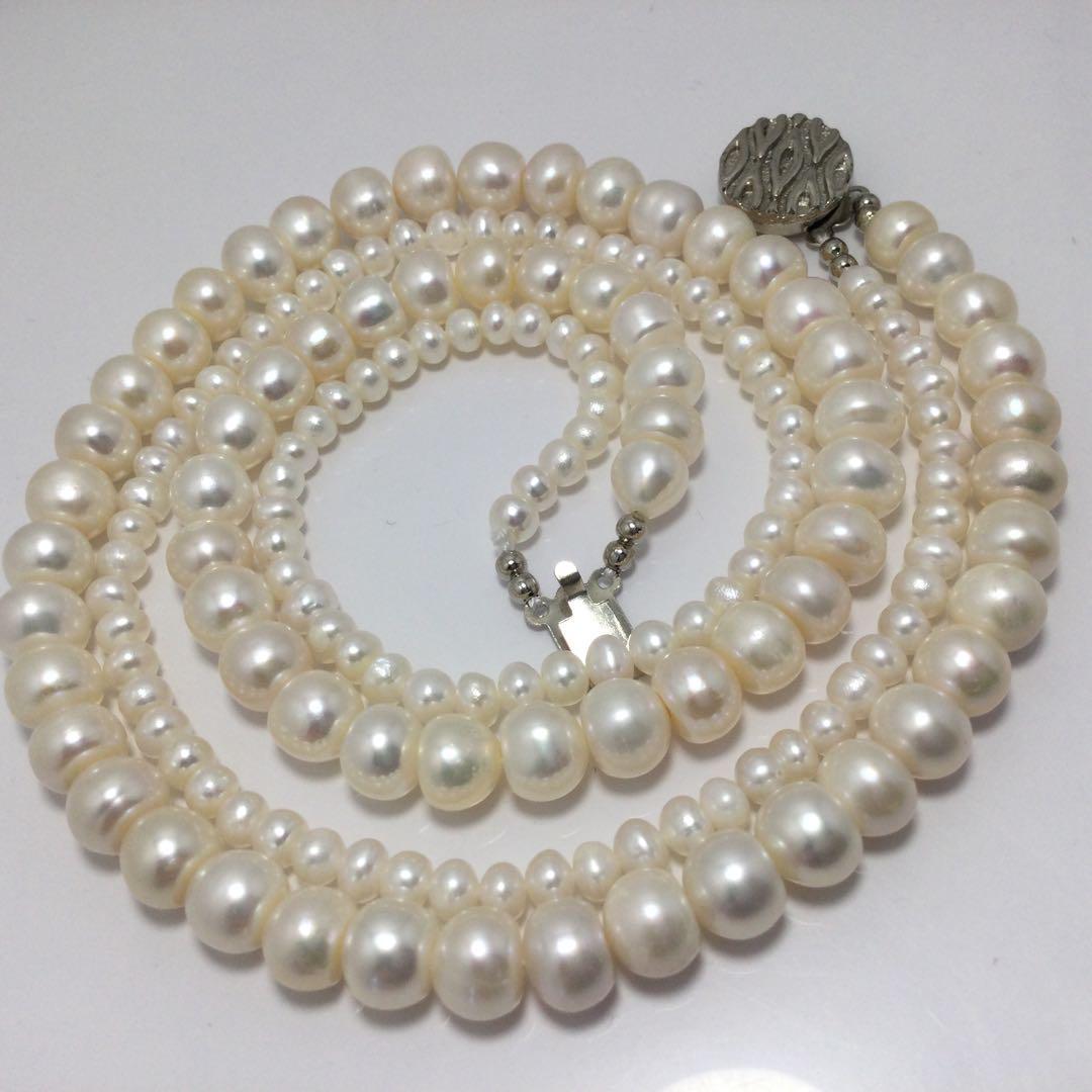 最新作デザイン・真珠淡水パール2連ネックレス・冠婚葬祭フォーマルの定番・日常ファッション着用も素敵天然色【現品限定】