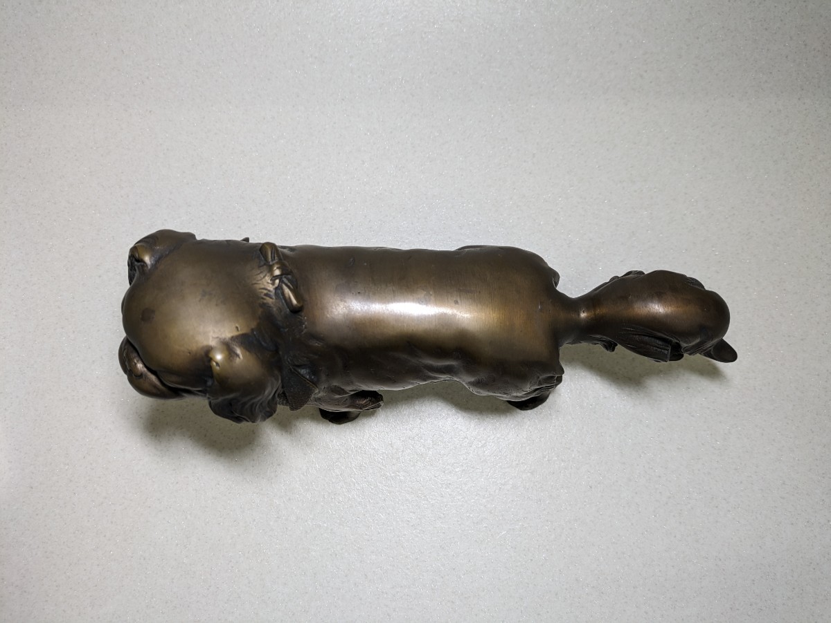 銅器　盛光作　立犬　置物　干支　戌　銅製　鋳物　重量2.9kg　古民家整理品_画像4