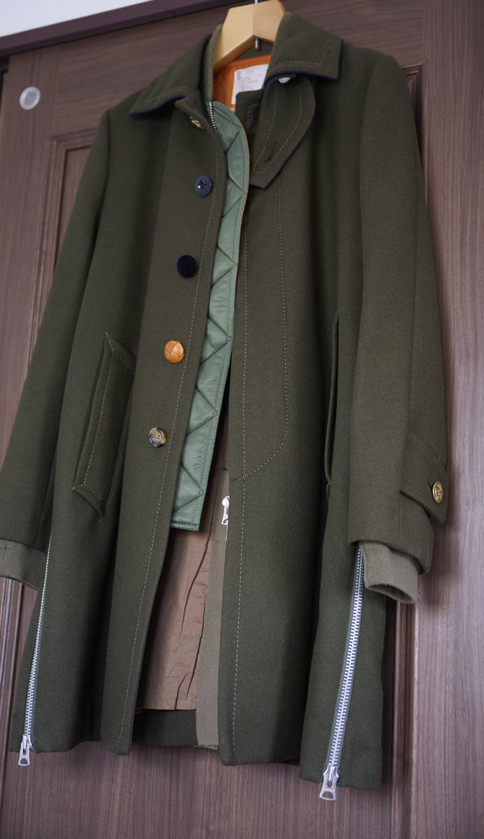 名作 Sacai サカイ 19AW MA-1 DOCKING MELTON STAIN COLLAR COAT 名作 Sacai サカイ 19AW MA-1 DOCKING MELTON STAIN COLLAR COAT