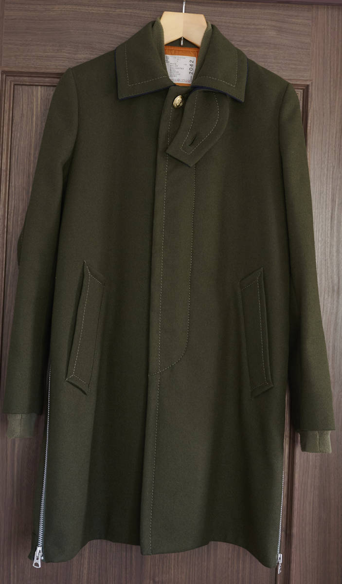 名作 Sacai サカイ 19AW MA-1 DOCKING MELTON STAIN COLLAR COAT 名作 Sacai サカイ 19AW MA-1 DOCKING MELTON STAIN COLLAR COAT