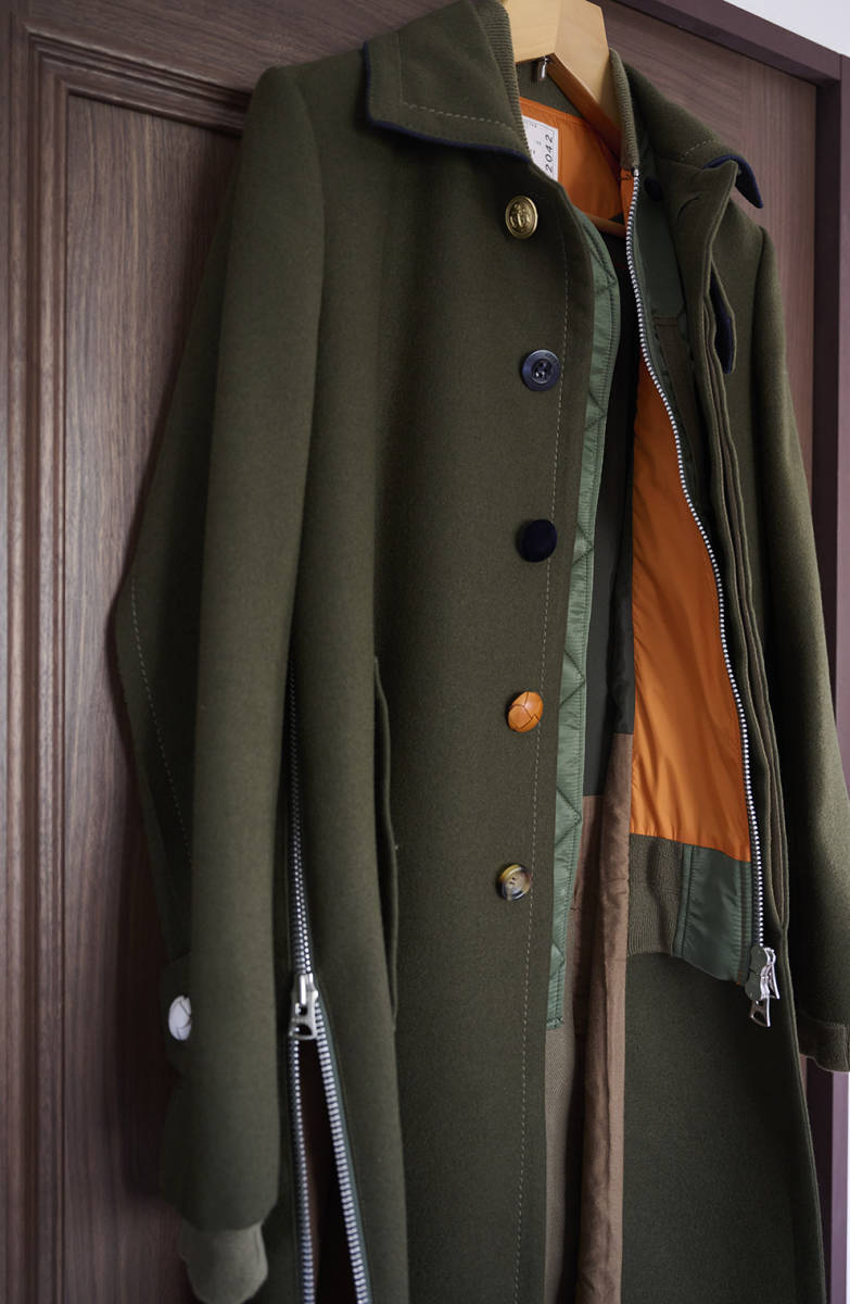 名作 Sacai サカイ 19AW MA-1 DOCKING MELTON STAIN COLLAR COAT 名作 Sacai サカイ 19AW MA-1 DOCKING MELTON STAIN COLLAR COAT