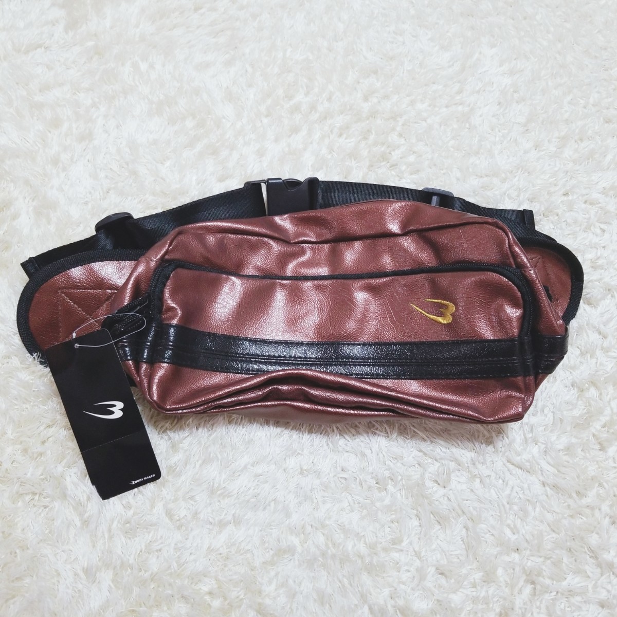  free shipping *Y1180 new goods * tag attaching *BODYMAKER body Manufacturers 2way body bag belt bag metallic brown group unisex 