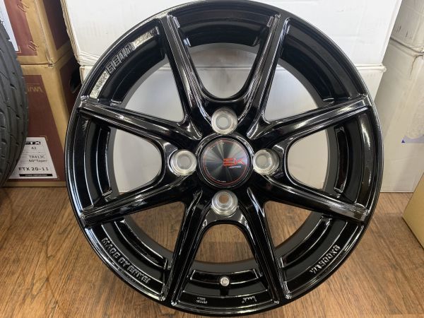 §即納!新品ホイールのみ4本 SAIN EK(ザイン EK)14X4.5J+45 100-4H ブラック スバル シフォン/ステラ/プレオ/プレオ 等_新品軽自動車セット！