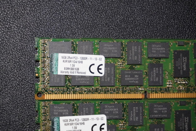 【中古】メモリ 16GB 4枚 / キングストン デスクトップPC用 DDR3 KVR16R11D4/16HB // 1600MT/s ECC Registered DIMM CL11 2RX4 240-pin_画像4