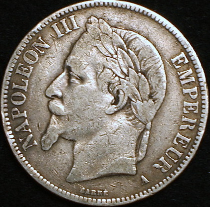  原文:【フランス大型銀貨】（1867年銘 25.0g）