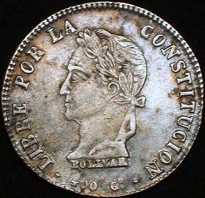  原文:【ボリビア大型銀貨】（好状態 1861年銘 20.0g）