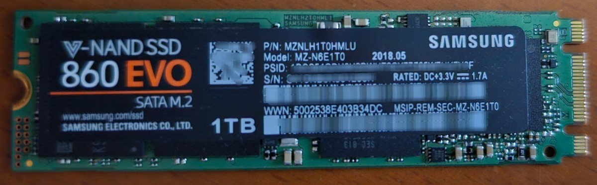 Samsung SSD 860 EVO M.2 1TB　MZ-N6E1T0B/EC　SATA M.2 SSD_画像1
