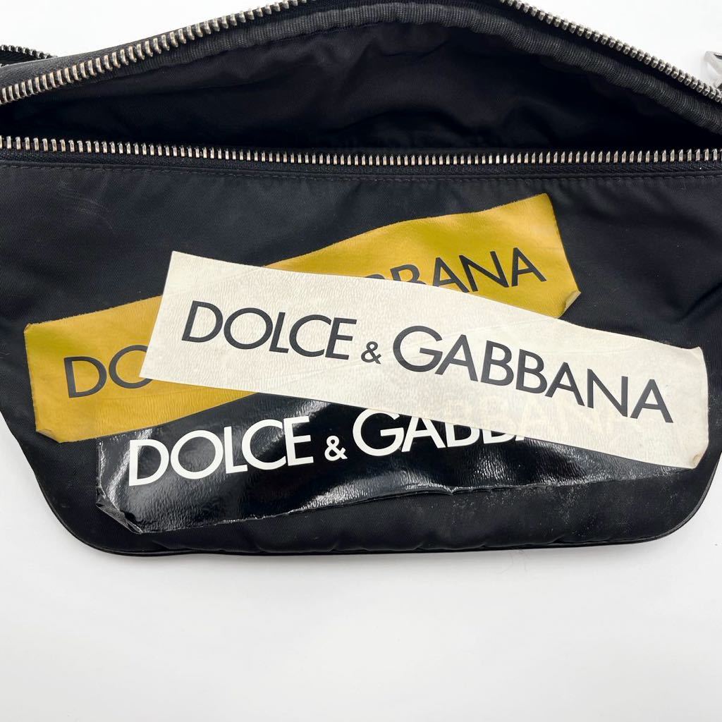 1円【美品】DOLCE &GABBANA ドルチェ&ガッバーナ ボディバッグ ウエストポーチ ナイロン レザー 黒 斜め掛け ユニセックス ドルガバ メンズ_画像8