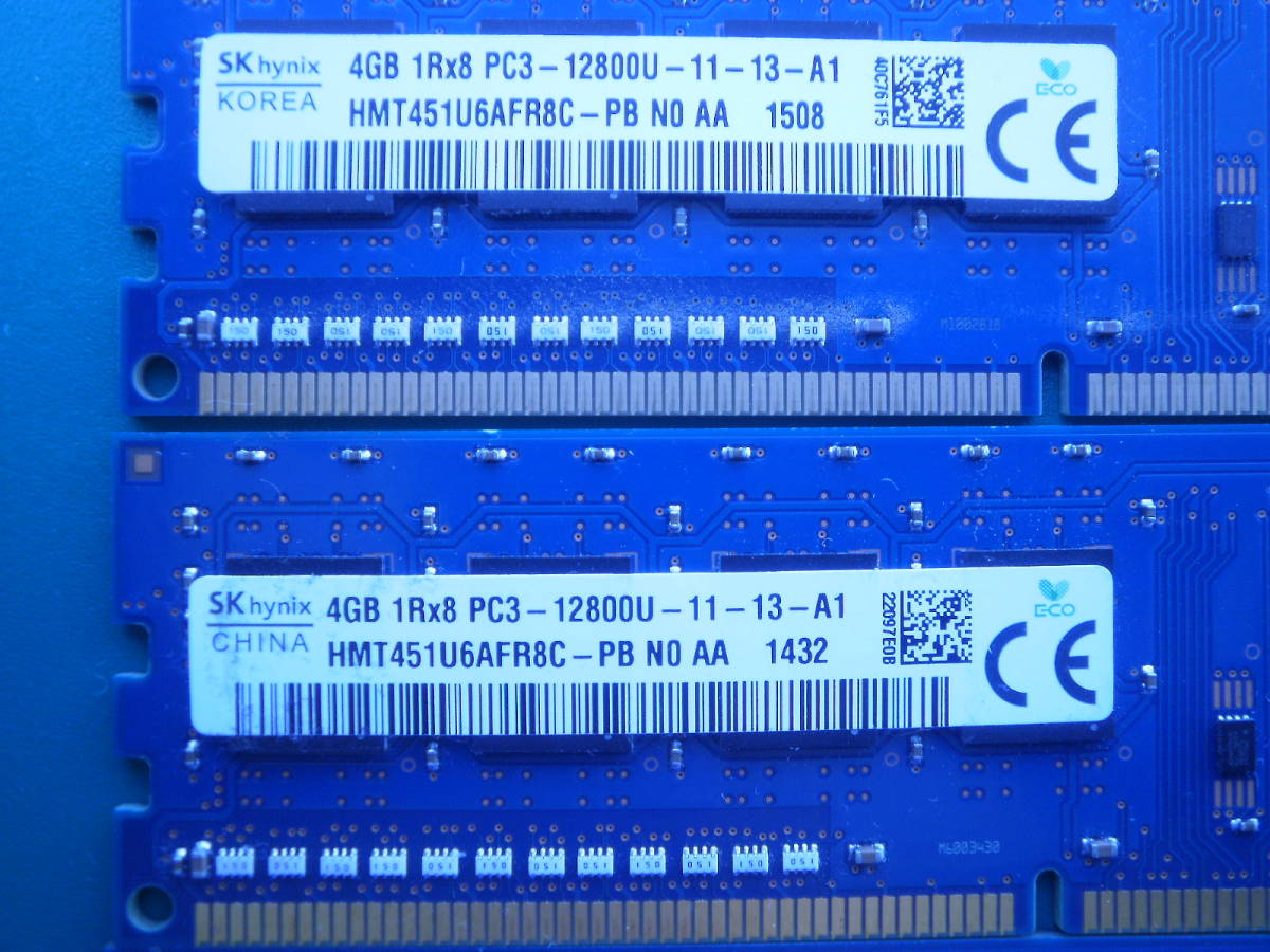 SK hynix PC3-12800U (DDR3-1600) SDRAM 4GB x 4枚組 計16GB デスクトップ用 メモリ_画像2