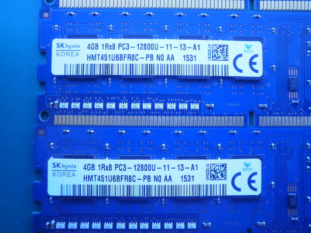 SK hynix PC3-12800U (DDR3-1600) SDRAM 4GB x 4枚組 計16GB デスクトップ用 メモリ_画像3