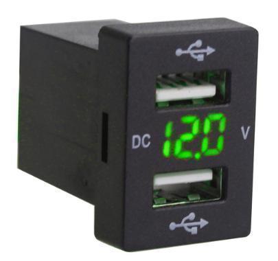 【新品】トヨタ ダイハツ Aタイプ USBポート グリーンLED 急速充電 電圧表示付 デュアルUSB（動作確認済み）_画像1