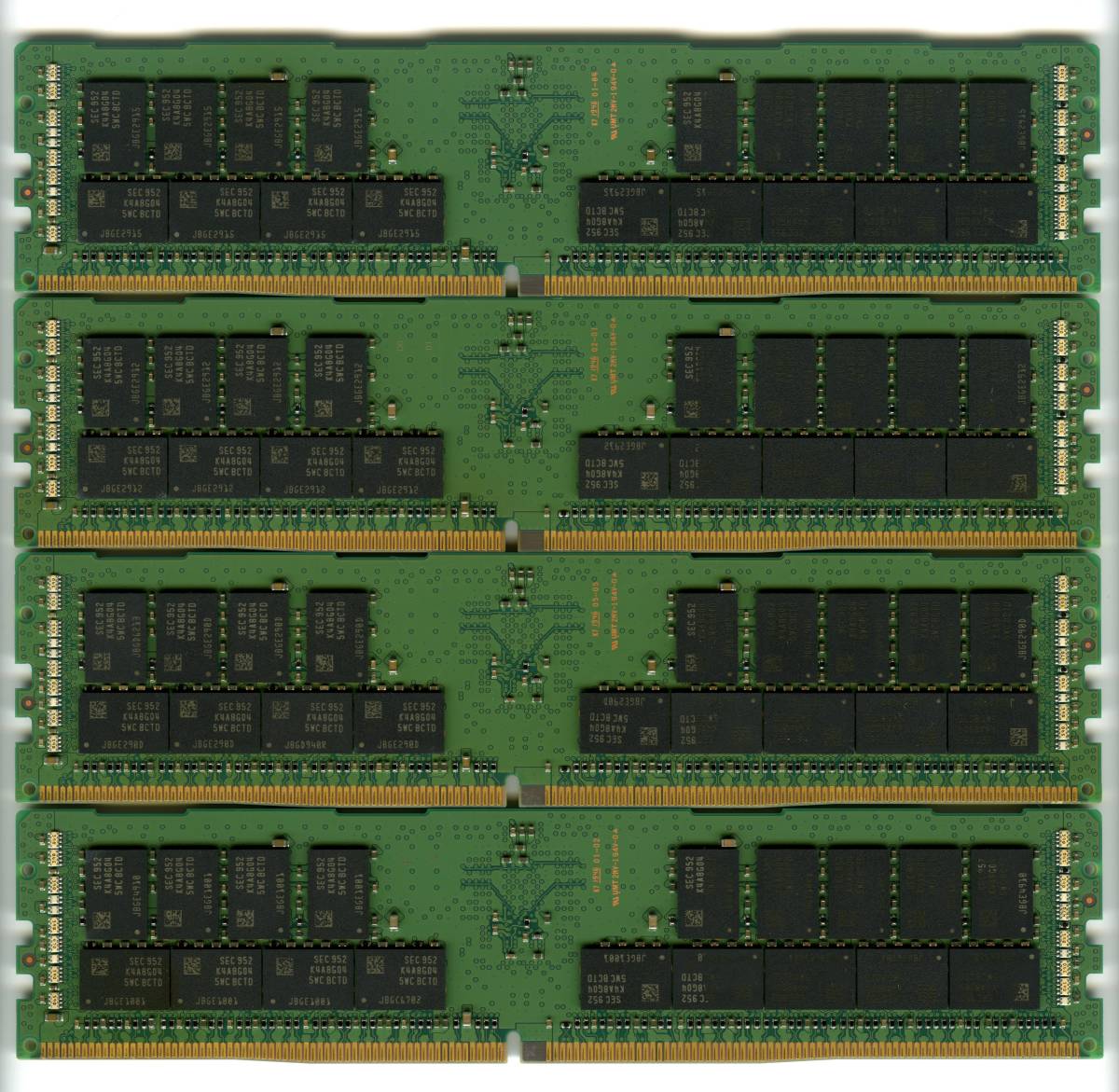 RDIMM】DDR4-2666、ECC Registered、32GBの4枚セットで128GB、中古 