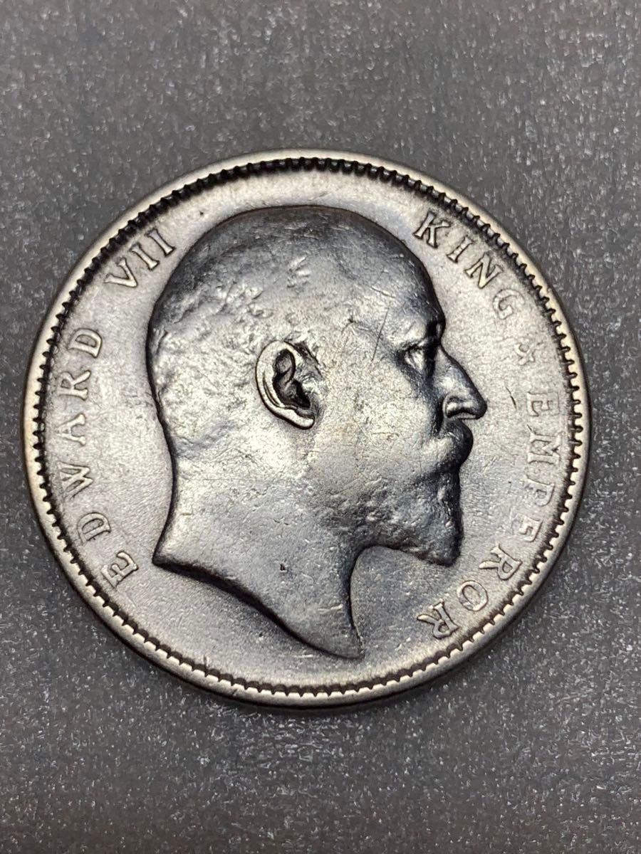 英領　インド　1ルピー(エドワード7世) 銀貨　1907年