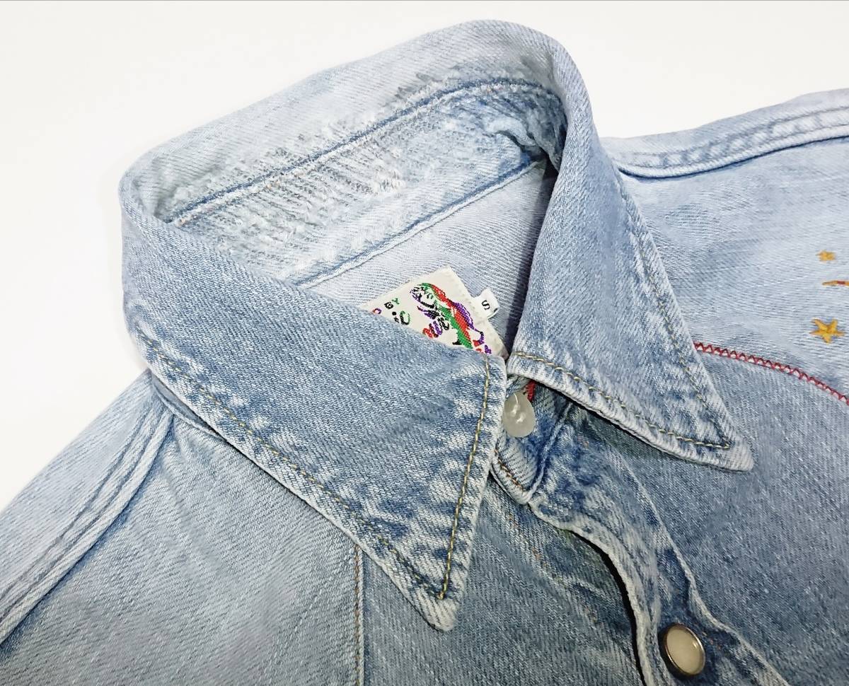  prompt decision regular price 36,720 jpy Hysteric Glamour JUPITER embroidery USED processing long sleeve Denim shirt have been cleaned free shipping R-B24
