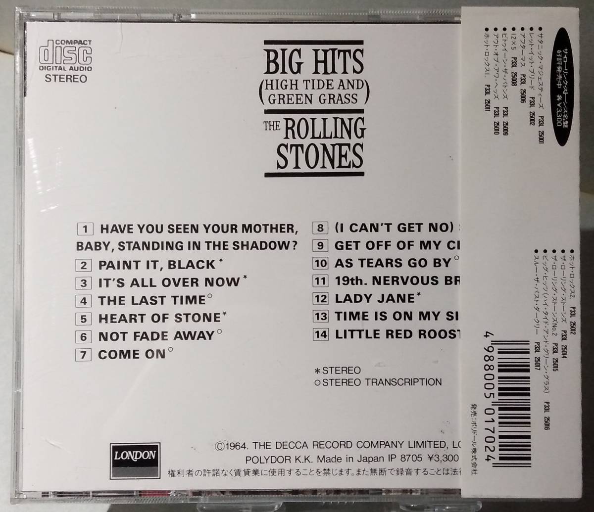 ★ ザ・ローリング・ストーンズ『 BIG HITS [HIGH TIDE AND GREEN GRASS] 』THE ROLLING STONES ★_画像2