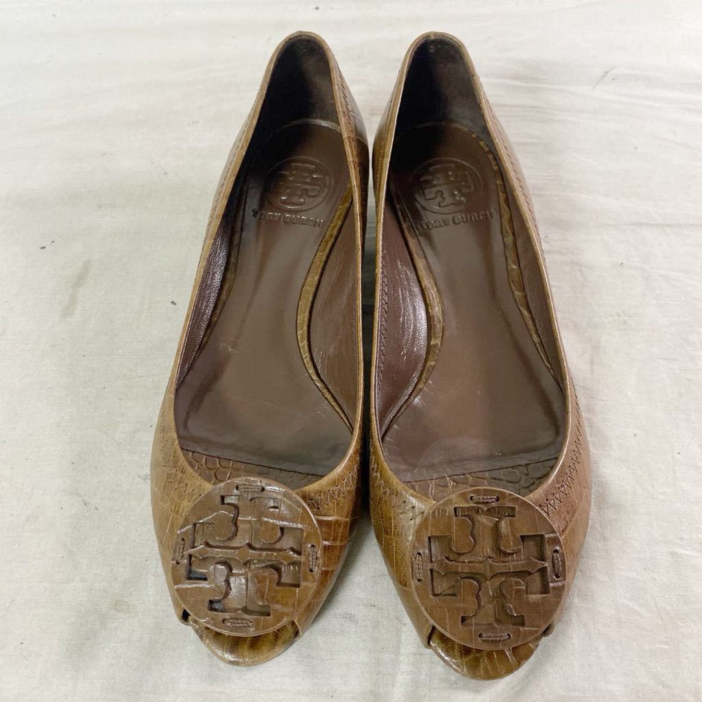 3774* TORY BURC Tory Burch shoes shoes leather shoes type pushed . leather lady's 7.5 Brown 