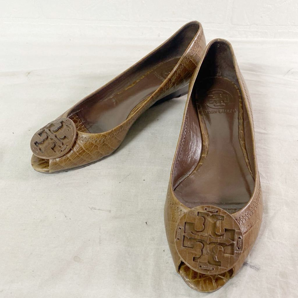 3774* TORY BURC Tory Burch shoes shoes leather shoes type pushed . leather lady's 7.5 Brown 