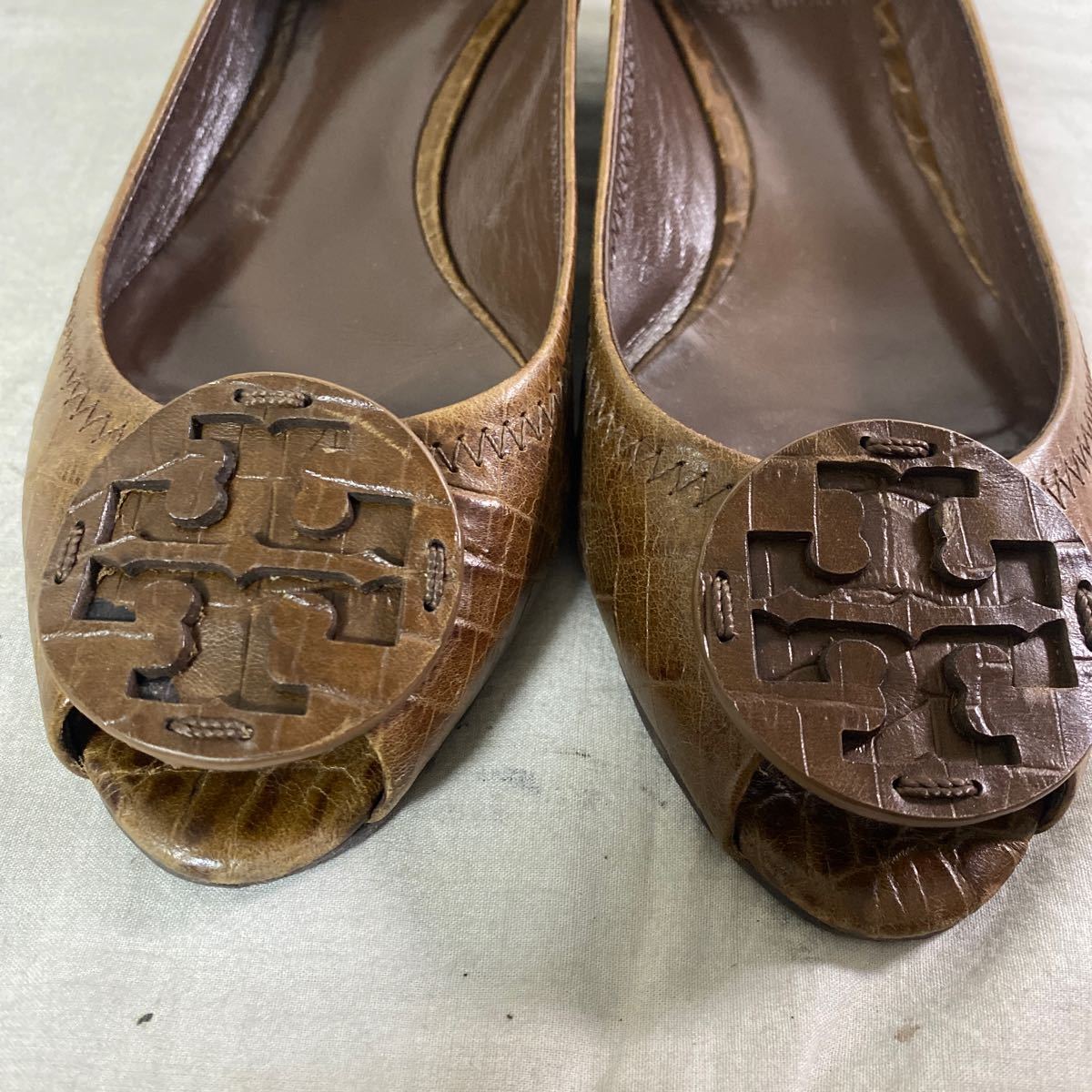 3774* TORY BURC Tory Burch shoes shoes leather shoes type pushed . leather lady's 7.5 Brown 