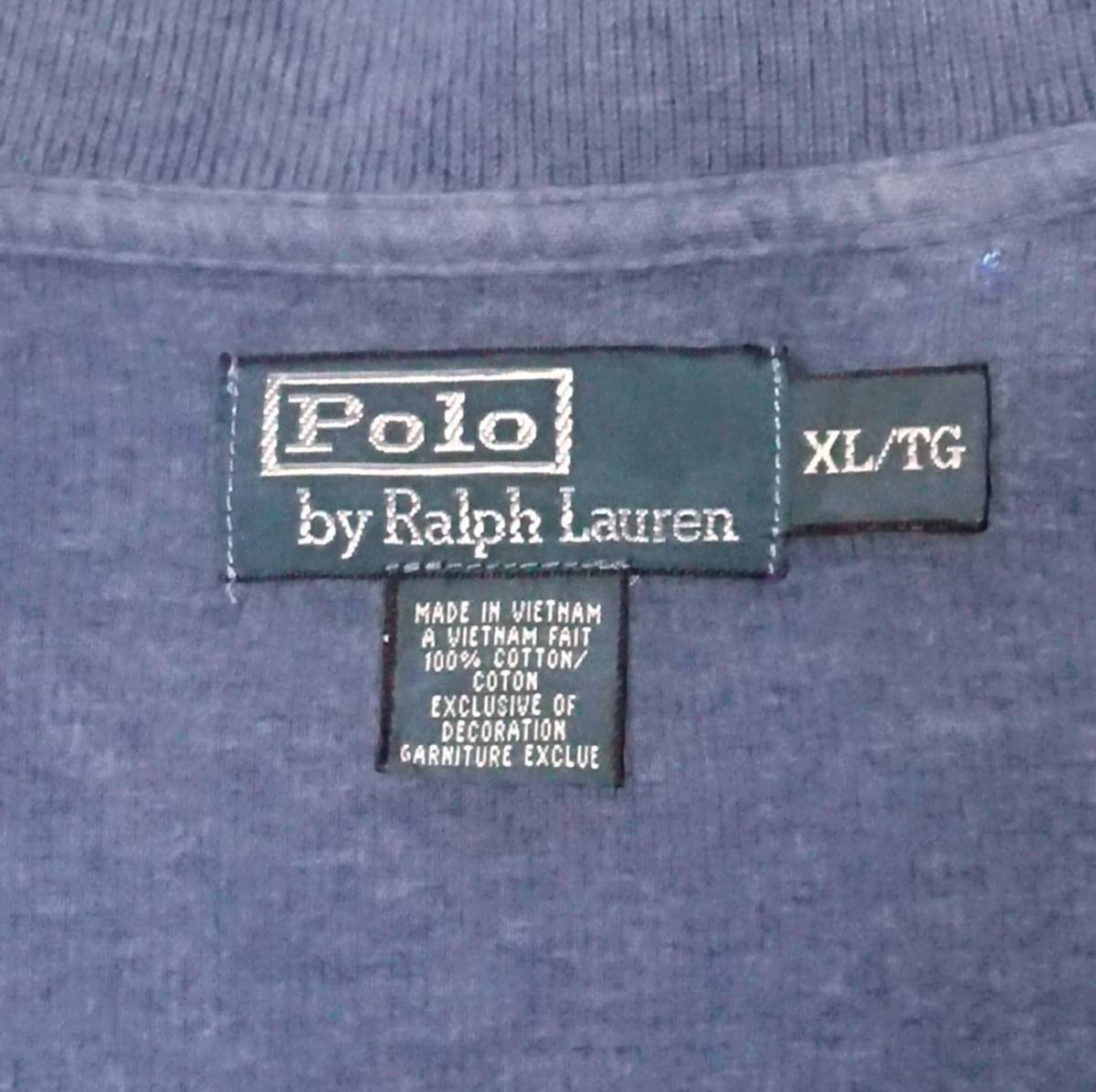 ポロバイラルフローレン Polo by Ralph Lauren　ハーフジップ　コットンセーター　無地　ブルー　綿100 XL　ポニーロゴ_画像4