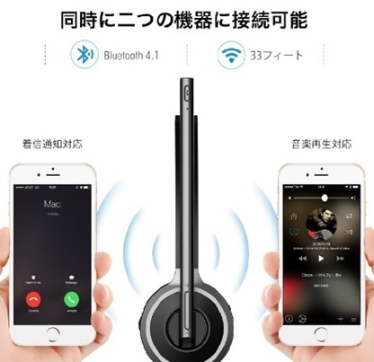 新品■MPOWエムパウ M5 Bluetoothワイヤレス ヘッドセット■ブルートゥース 片耳 ヘッドバンドタイプ イヤホン高音質 ノイズキャンセリング_画像4